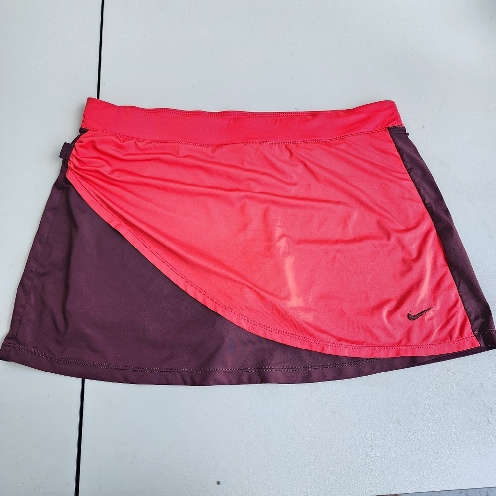 Nike Women's Fit Dry Maroon & Red Tennis Golf Skirt Faux Wrap Sz S (4-6)